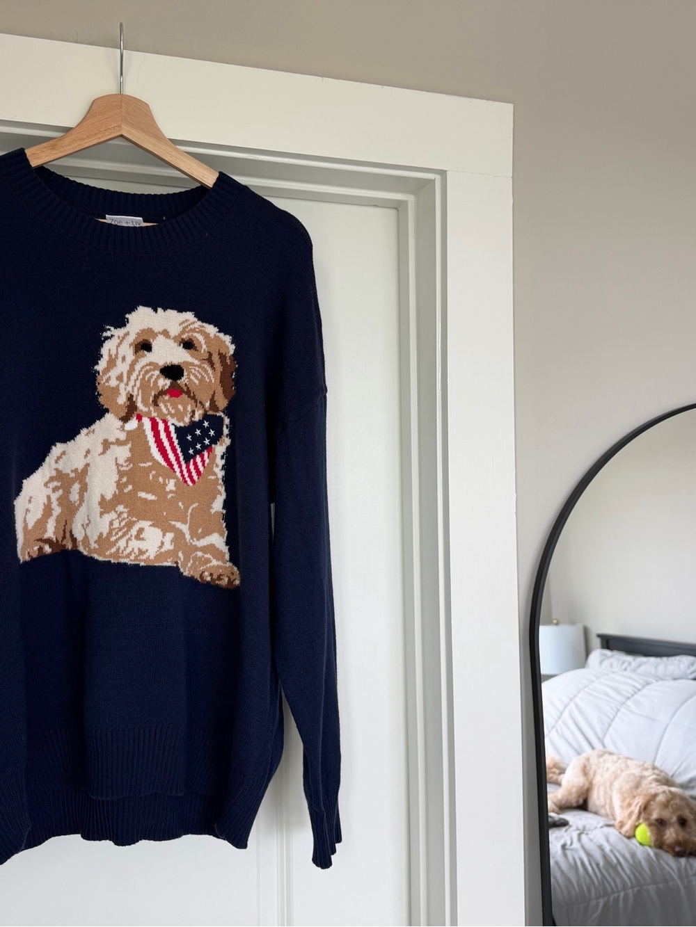 Americana Dog Sweater Blue Goldendoodle Graphic Pullover XL NWT - Picture 6 of 7